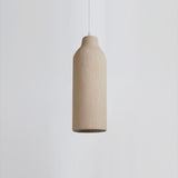 Organic Barrel Shape Polystyrene Pendant Light with Hand Finished Beige Shade