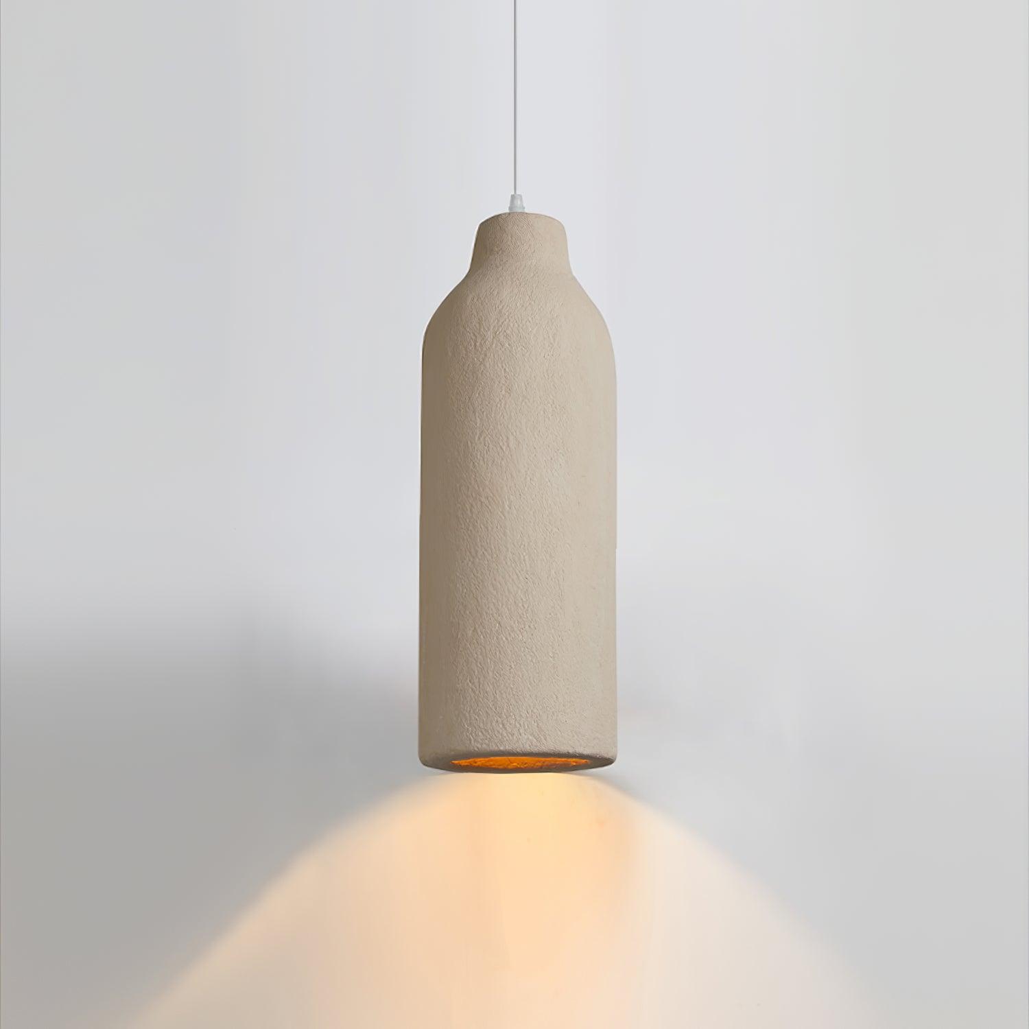Organic Barrel Shape Polystyrene Pendant Light with Hand Finished Beige Shade