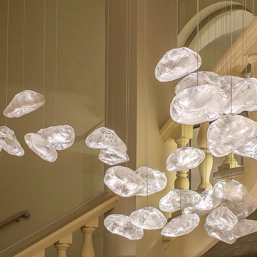 Organic Blown Glass Multi Head Pendant Light for Modern Entryway and Dining Spaces