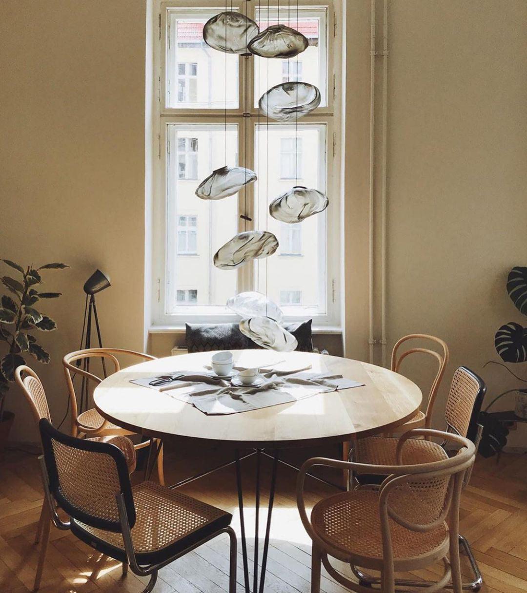 Organic Blown Glass Multi Head Pendant Light for Modern Entryway and Dining Spaces