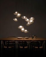 Organic Blown Glass Multi Head Pendant Light for Modern Entryway and Dining Spaces