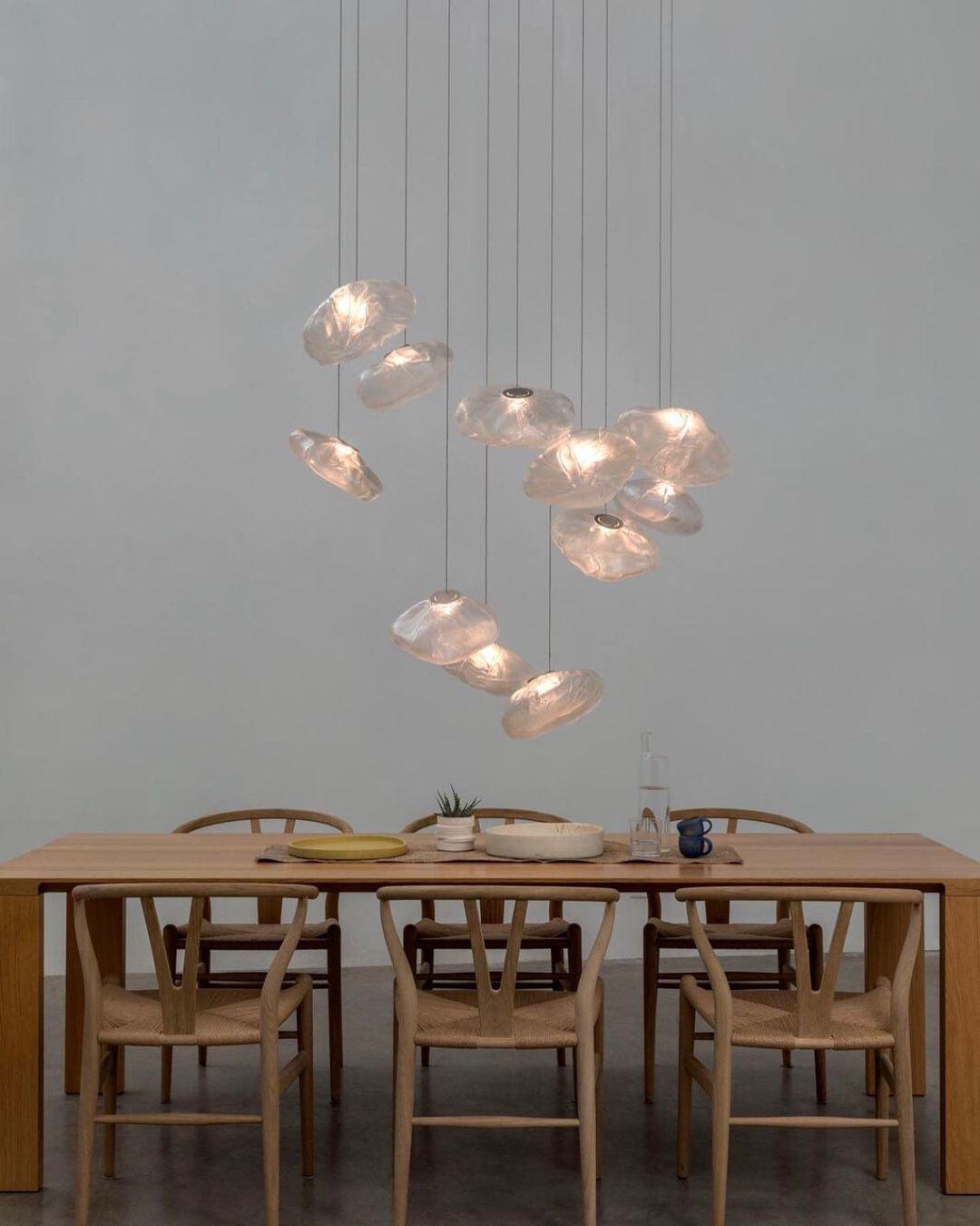 Organic Blown Glass Multi Head Pendant Light for Modern Entryway and Dining Spaces