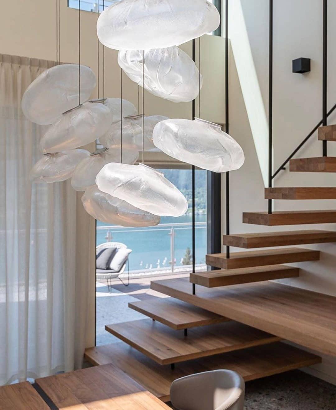 Organic Blown Glass Multi Head Pendant Light for Modern Entryway and Dining Spaces