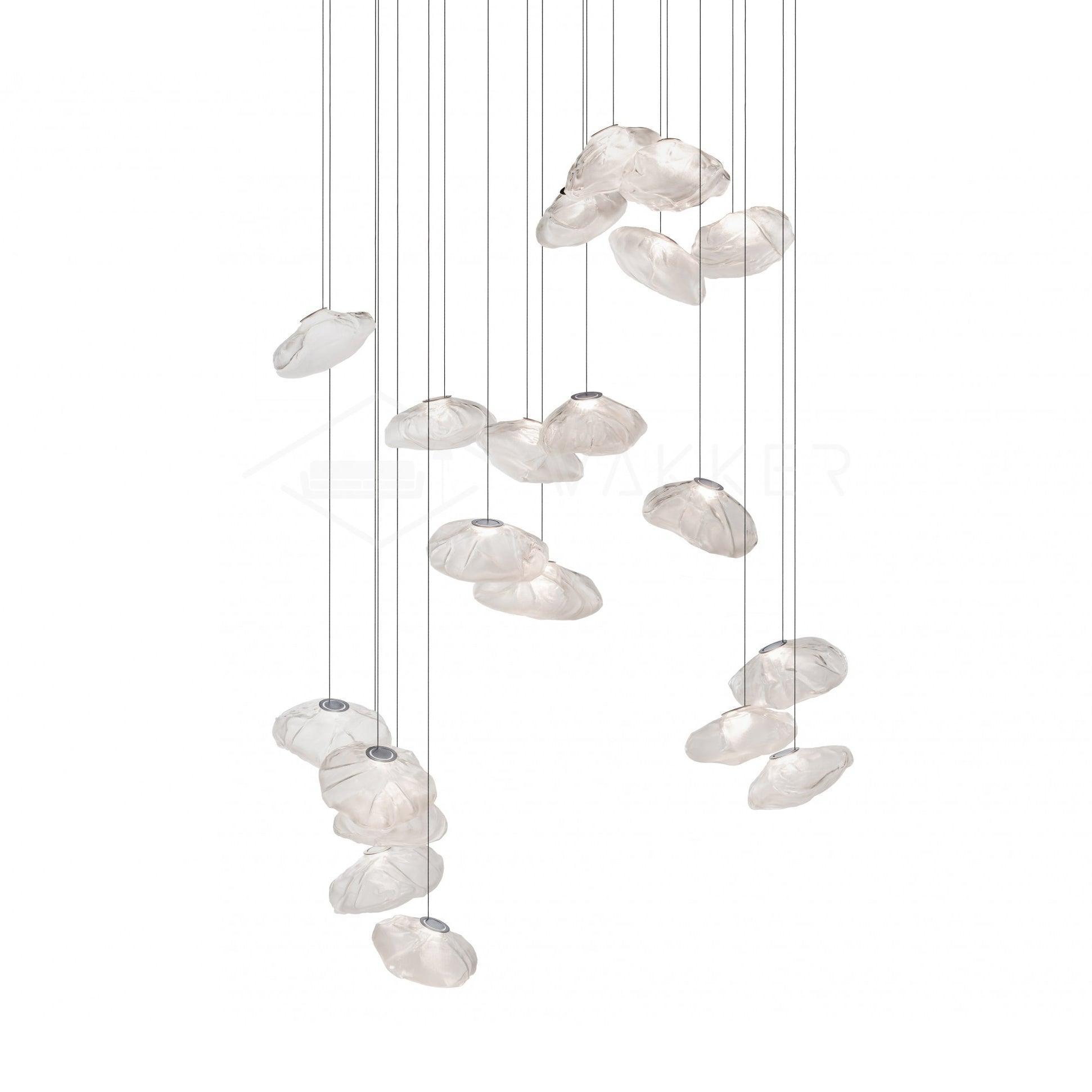 Organic Blown Glass Multi Head Pendant Light for Modern Entryway and Dining Spaces