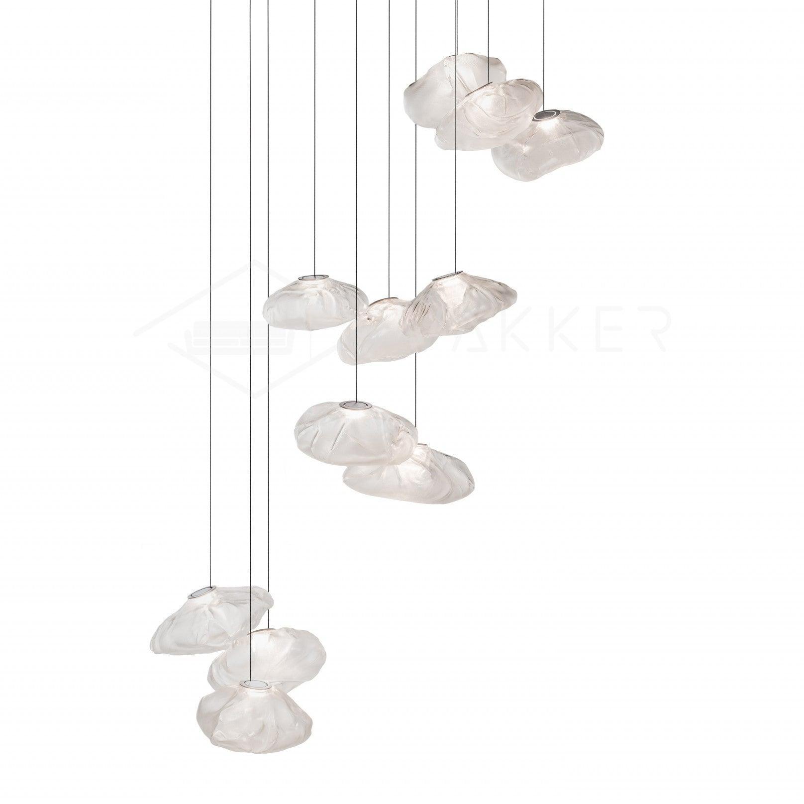 Organic Blown Glass Multi Head Pendant Light for Modern Entryway and Dining Spaces