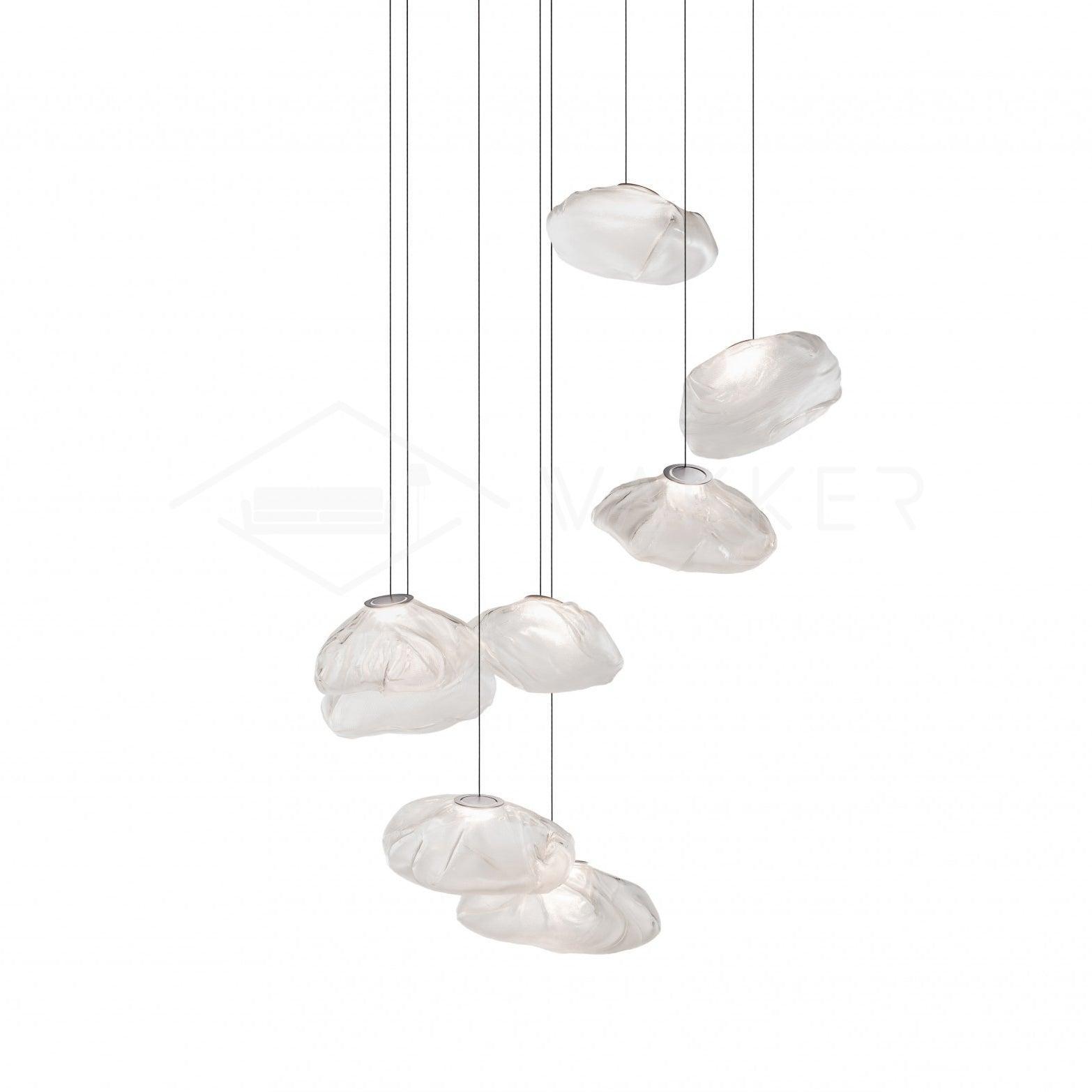 Organic Blown Glass Multi Head Pendant Light for Modern Entryway and Dining Spaces