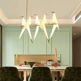 Origami Bird LED Pendant Light Modern Crane Chandelier for Dining Room and Living Space