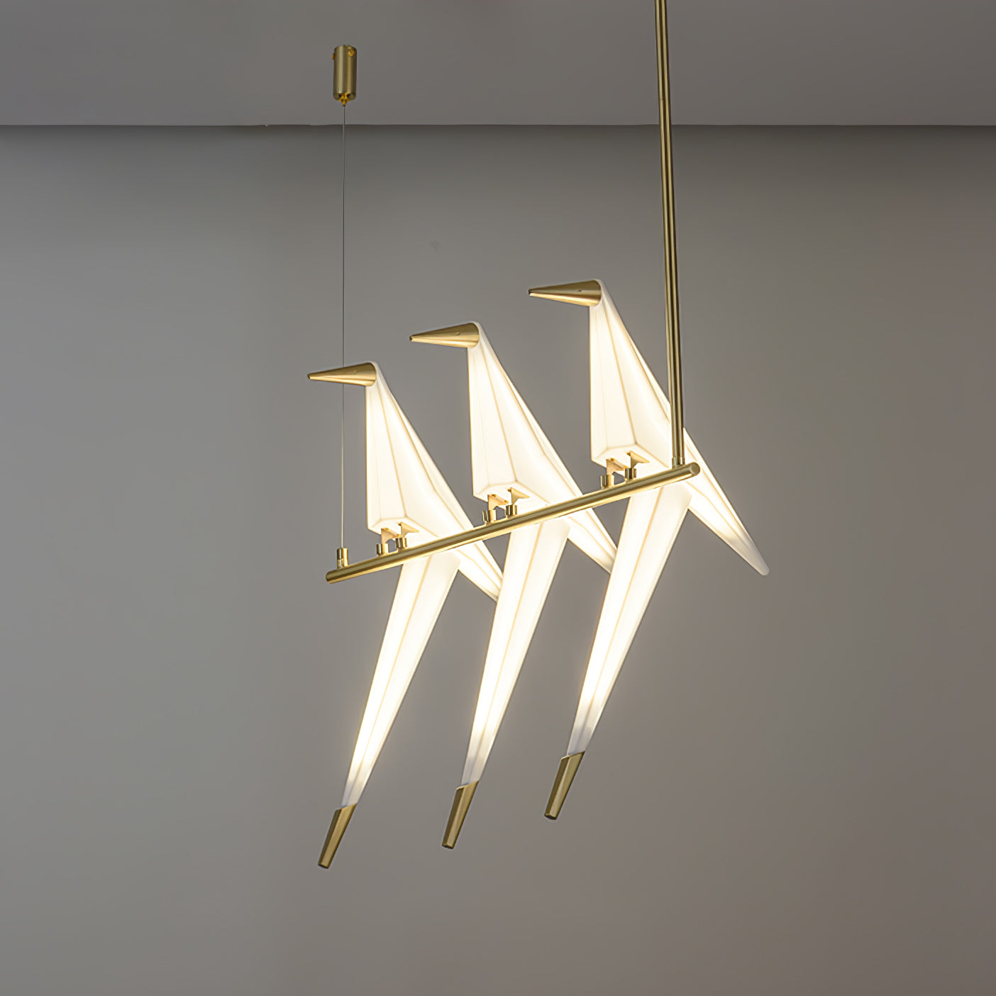 Origami Bird LED Pendant Light Modern Crane Chandelier for Dining Room and Living Space