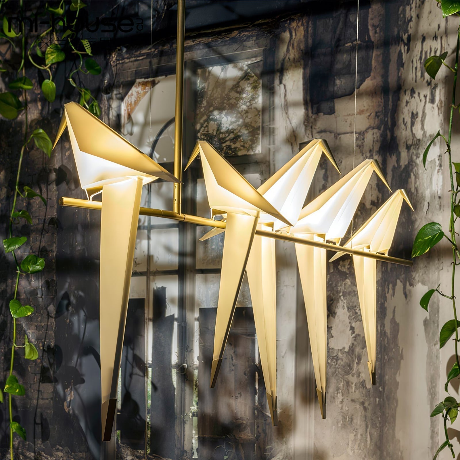 Origami Bird LED Pendant Light Modern Crane Chandelier for Dining Room and Living Space