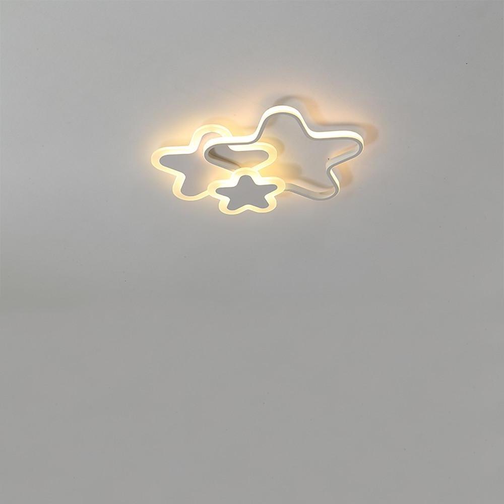Modern Triple Star LED Flush Mount Ceiling Light for Childrens Bedroom and Nursery Decor