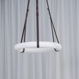 Oslo Alabaster Ring LED Pendant Hanging Light with Modern Leather Strap