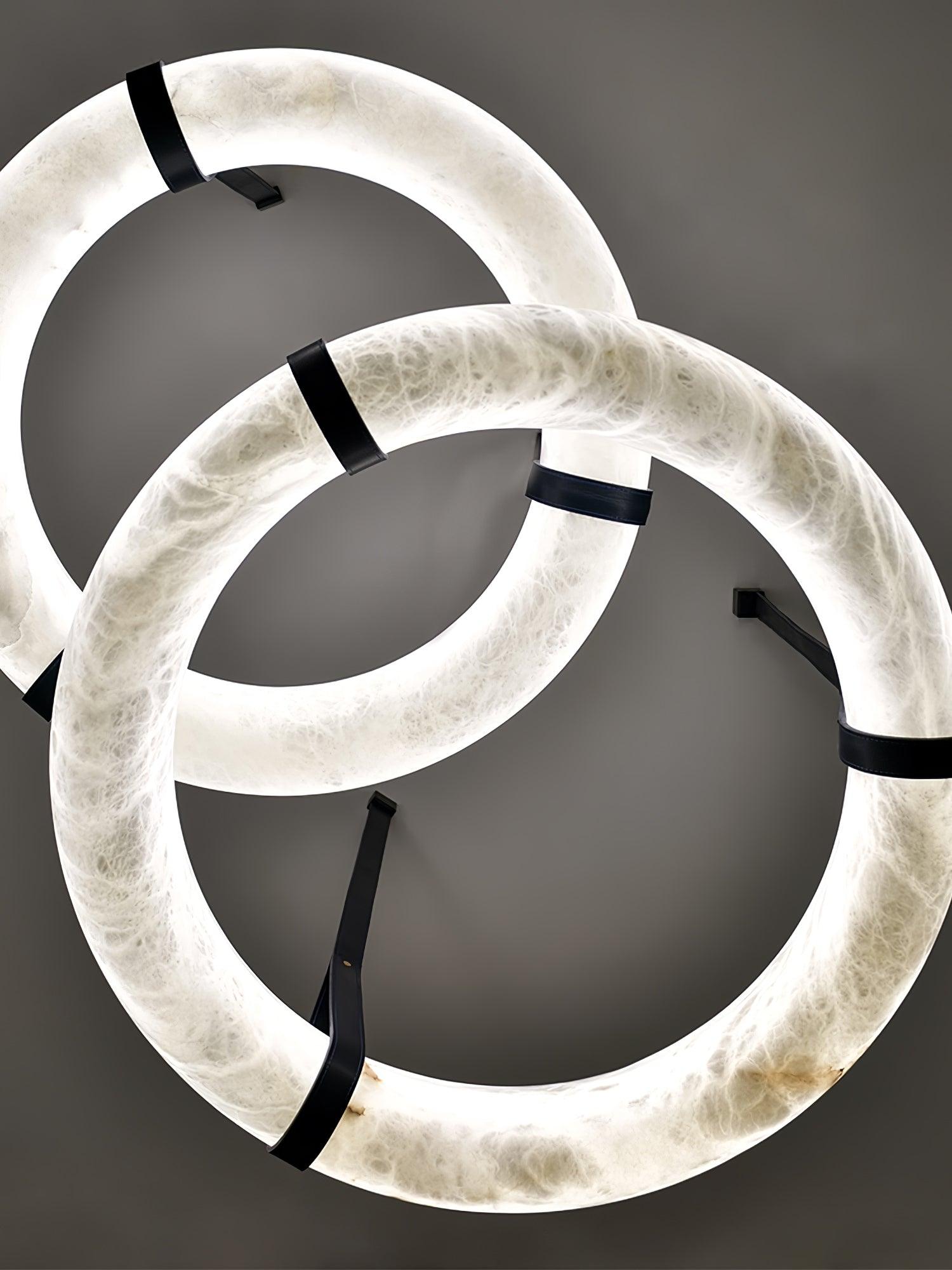 Oslo Alabaster Ring LED Pendant Hanging Light with Modern Leather Strap