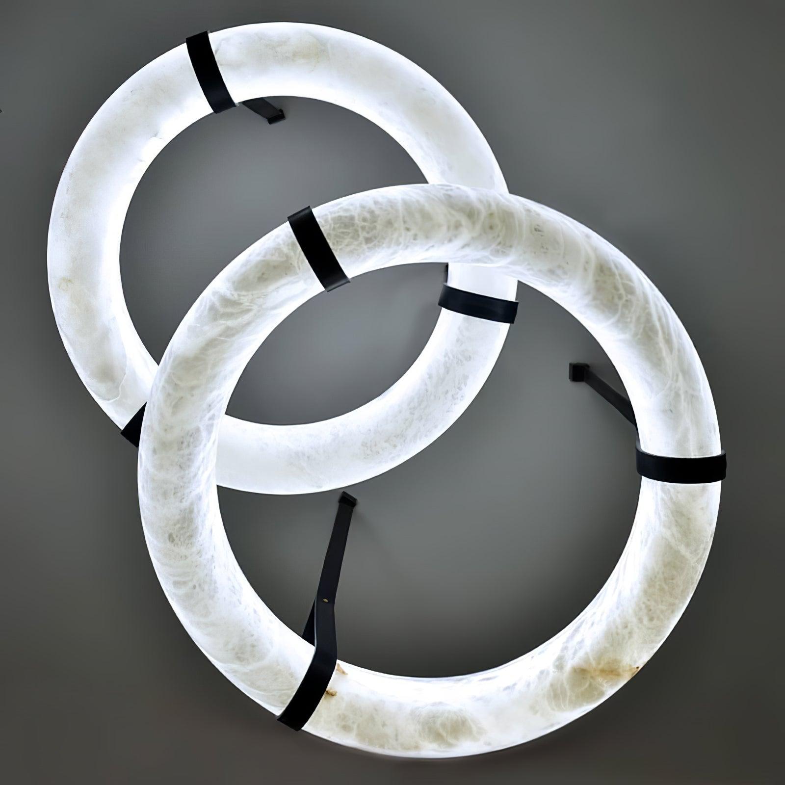 Oslo Alabaster Ring LED Pendant Hanging Light with Modern Leather Strap