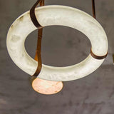 Oslo Alabaster Ring LED Pendant Hanging Light with Modern Leather Strap