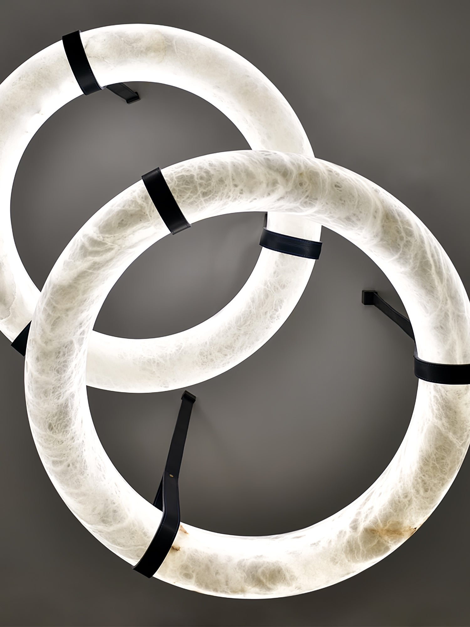 Oslo Alabaster Ring LED Pendant Hanging Light with Modern Leather Strap