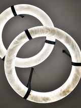 Oslo Alabaster Ring LED Pendant Hanging Light with Modern Leather Strap