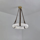 Oslo Alabaster Ring LED Pendant Hanging Light with Modern Leather Strap