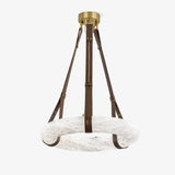 Oslo Alabaster Ring LED Pendant Hanging Light with Modern Leather Strap
