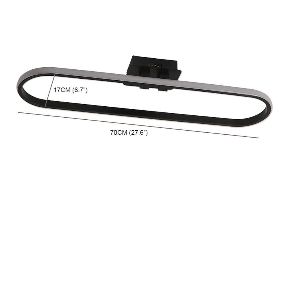 Modern Rounded Rectangle LED Flush Mount Ceiling Light Dimmable Black Fixture 28 Inch