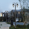 Outdoor Garden Street Light 118 Inch Dual Head LED Post Lamp Waterproof Black Aluminum