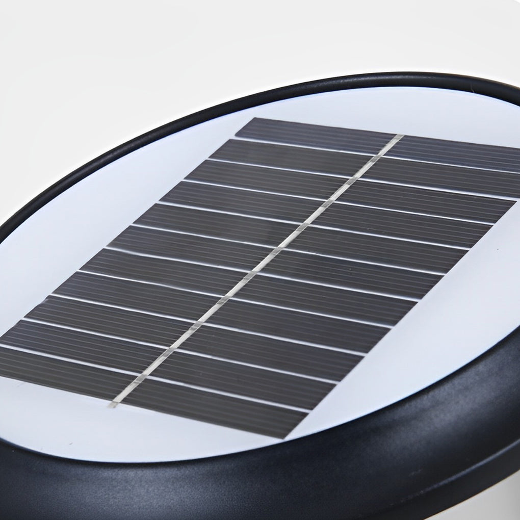 Outdoor Modern Black Round Cage Solar Post Cap Light Waterproof LED Garden Pillar Lamp with Remote Control