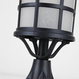 Outdoor Modern Black Round Cage Solar Post Cap Light Waterproof LED Garden Pillar Lamp with Remote Control