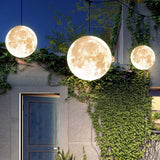 Waterproof Moon Texture Resin Outdoor Pendant Light Landscape Globe Chandelier