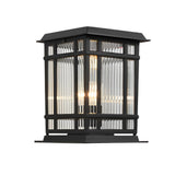Outdoor Solar Fence Post Lights Waterproof Matte Black Aluminum Retro Glass Garden Lamp