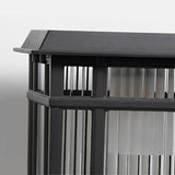 Outdoor Solar Fence Post Lights Waterproof Matte Black Aluminum Retro Glass Garden Lamp