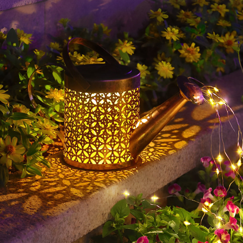 Outdoor Solar Kettle Shower Garden Lights Waterproof LED Watering Can Landscape Path Lighting