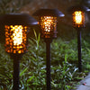 Outdoor Solar Powered Flickering Flame Lawn Lights Waterproof Hollow Metal Path Lighting for Gardens