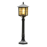 Outdoor Square Black Aluminum Retro Solar Powered Lawn Lamp Waterproof Garden Pathway Pedestal Light