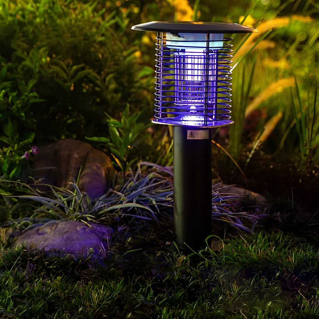 Outdoor Stainless Steel Solar Powered Bug Zapper and Waterproof Mosquito Killer LED Garden Light