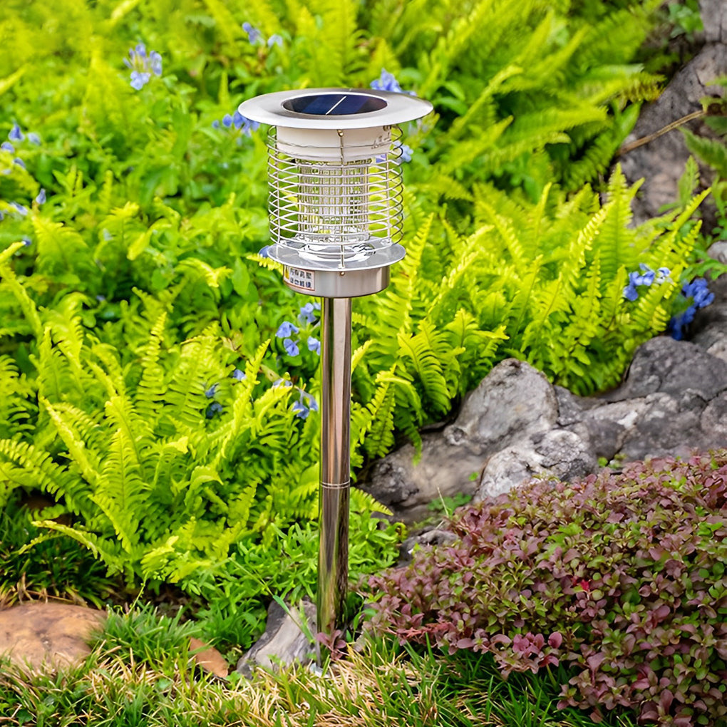 Outdoor Stainless Steel Solar Powered Bug Zapper and Waterproof Mosquito Killer LED Garden Light