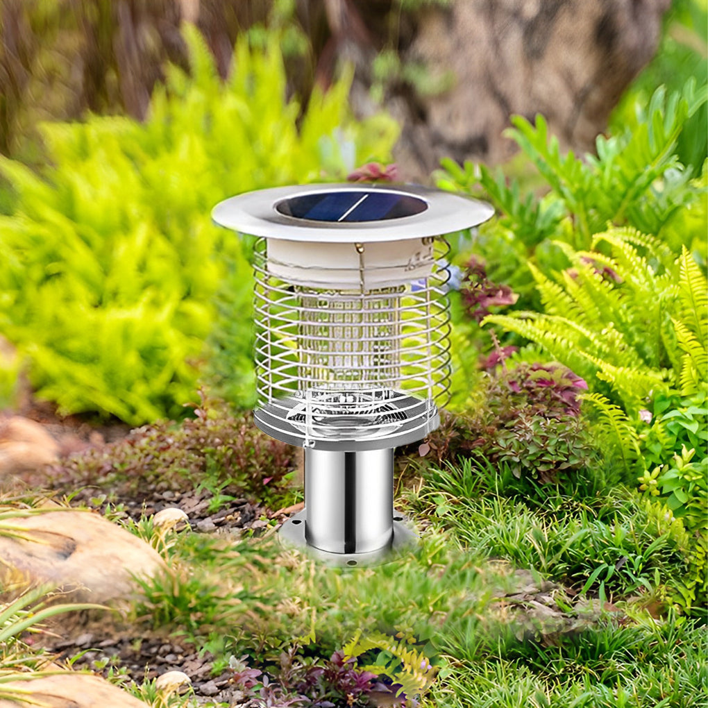 Outdoor Stainless Steel Solar Powered Bug Zapper and Waterproof Mosquito Killer LED Garden Light