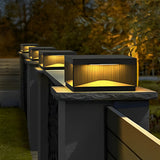 Outdoor Waterproof Black Square Solar Fence Post Light Stainless Steel Pillar Lamp for Garden Decor