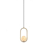 Oval Hanging Lantern LED Pendant Light with Adjustable Height and Acrylic Shade for Bedroom