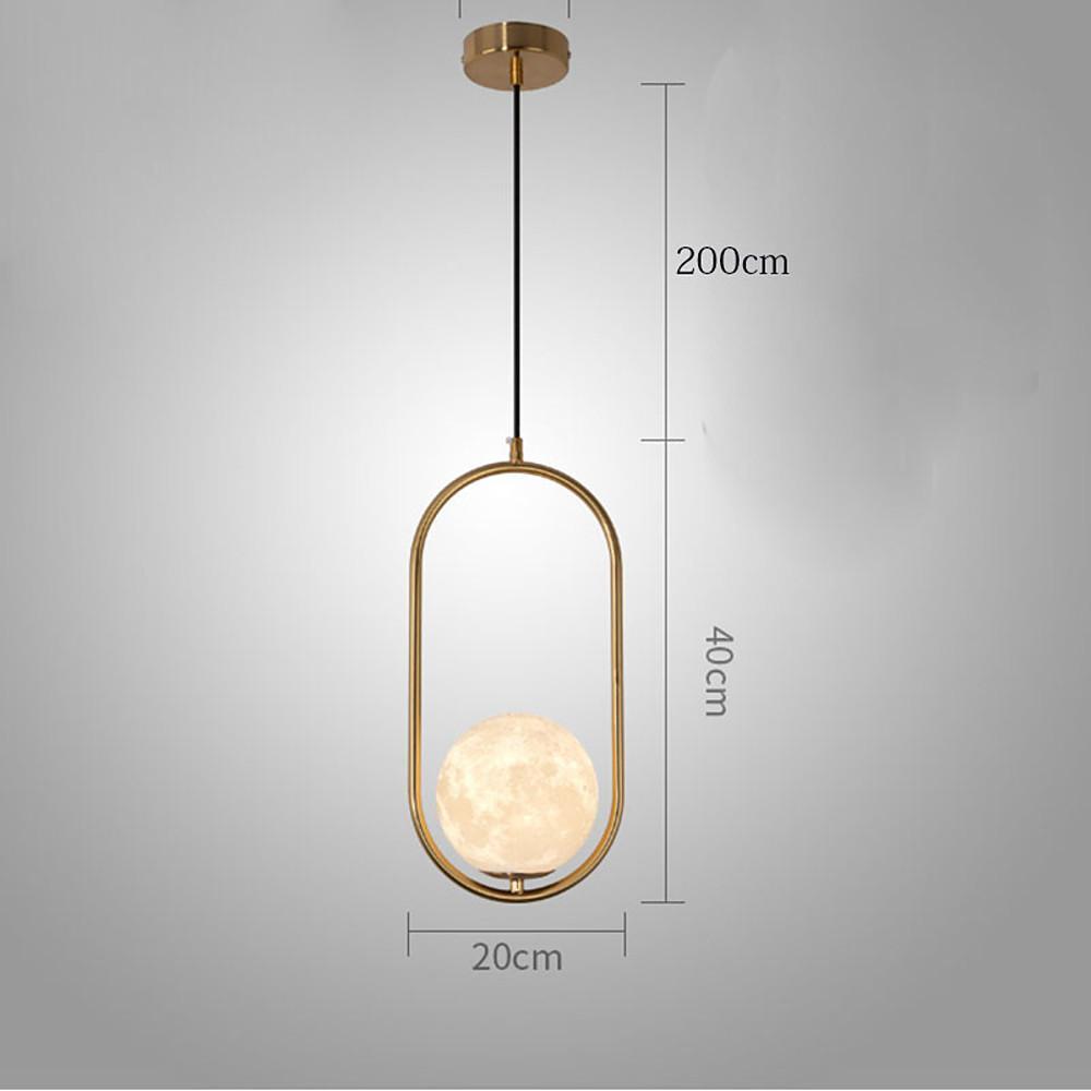 Oval Hanging Lantern LED Pendant Light with Adjustable Height and Acrylic Shade for Bedroom