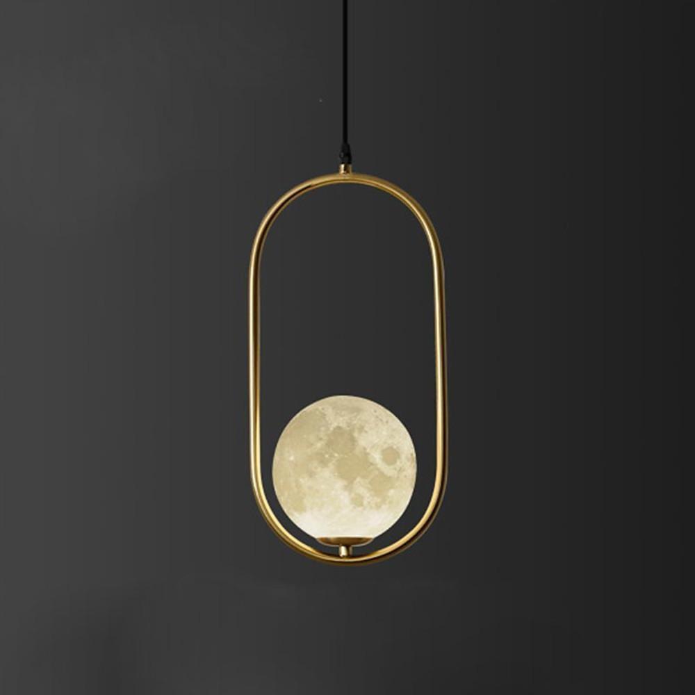 Oval Hanging Lantern LED Pendant Light with Adjustable Height and Acrylic Shade for Bedroom