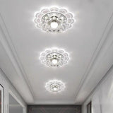 Modern Crystal Flower LED Flush Mount Ceiling Light for Entryway Kids Room and Hallway