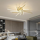 Modern Flower Shaped LED Ceiling Light Abstract Gold Geometric Flush Mount Fixture