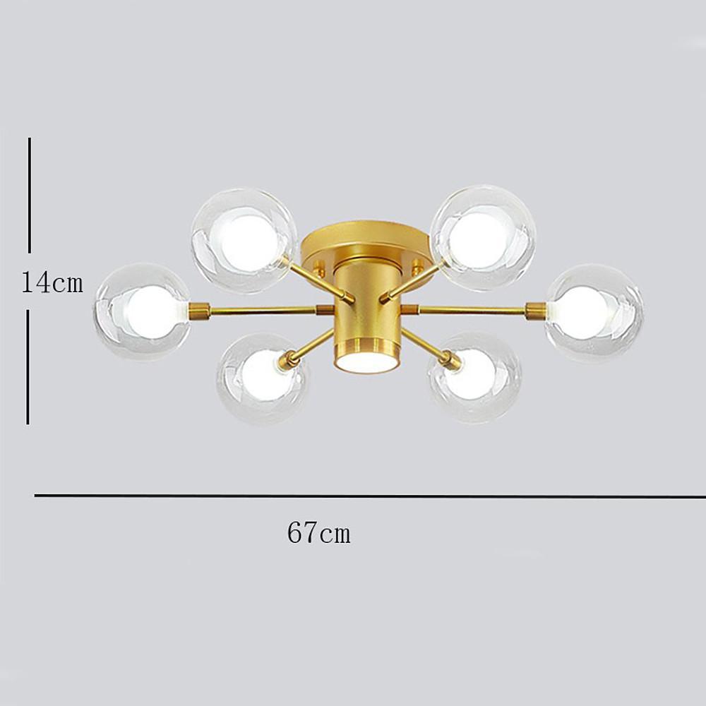 Modern 6 Light Globe Glass Flush Mount Ceiling Light for Bedroom and Living Room