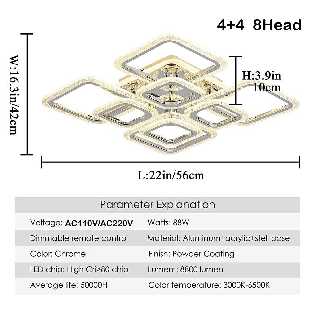 Modern Geometric LED Flush Mount Ceiling Lamp 5 Square Acrylic Light Fixture for Living Room