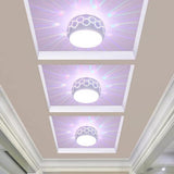 Modern LED Drum Flush Mount Ceiling Light with Geometric Hollow Design for Hallways and Entryways