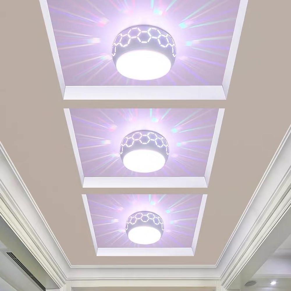 Modern LED Drum Flush Mount Ceiling Light with Geometric Hollow Design for Hallways and Entryways