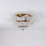 Floral Leaf Design Flush Mount Ceiling Light Elegant Metal and Glass LED Lamp