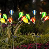 Pack of 2 Solar Powered Hot Air Balloon Swaying Garden Lights Waterproof Outdoor LED Landscape Stake