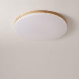 Minimalist Circular Bamboo Wood LED Flush Mount Light with Acrylic Shade