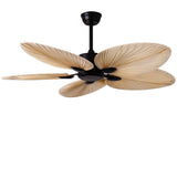 Tropical Palm Leaf 52 Inch Flush Mount Ceiling Fan with Silent Inverter Motor and Remote Control