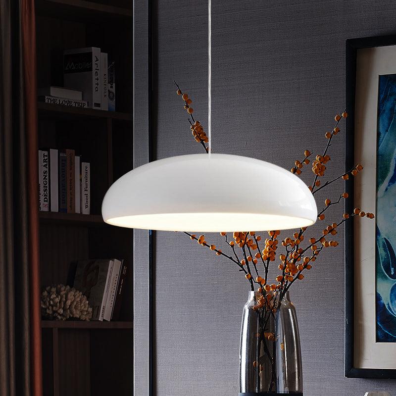 Pangen Modern Glossy Aluminum Dome Pendant Light 60cm Polycarbonate Diffuser Ceiling Fixture